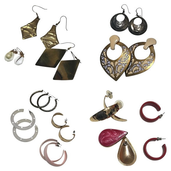 Vintage 80s 90s Costume Jewelry Lot of 18 Fashion Earrings Mixed Styles & Colors - Picture 3 of 16